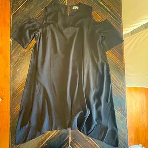 Black below the knee short sleeve dress